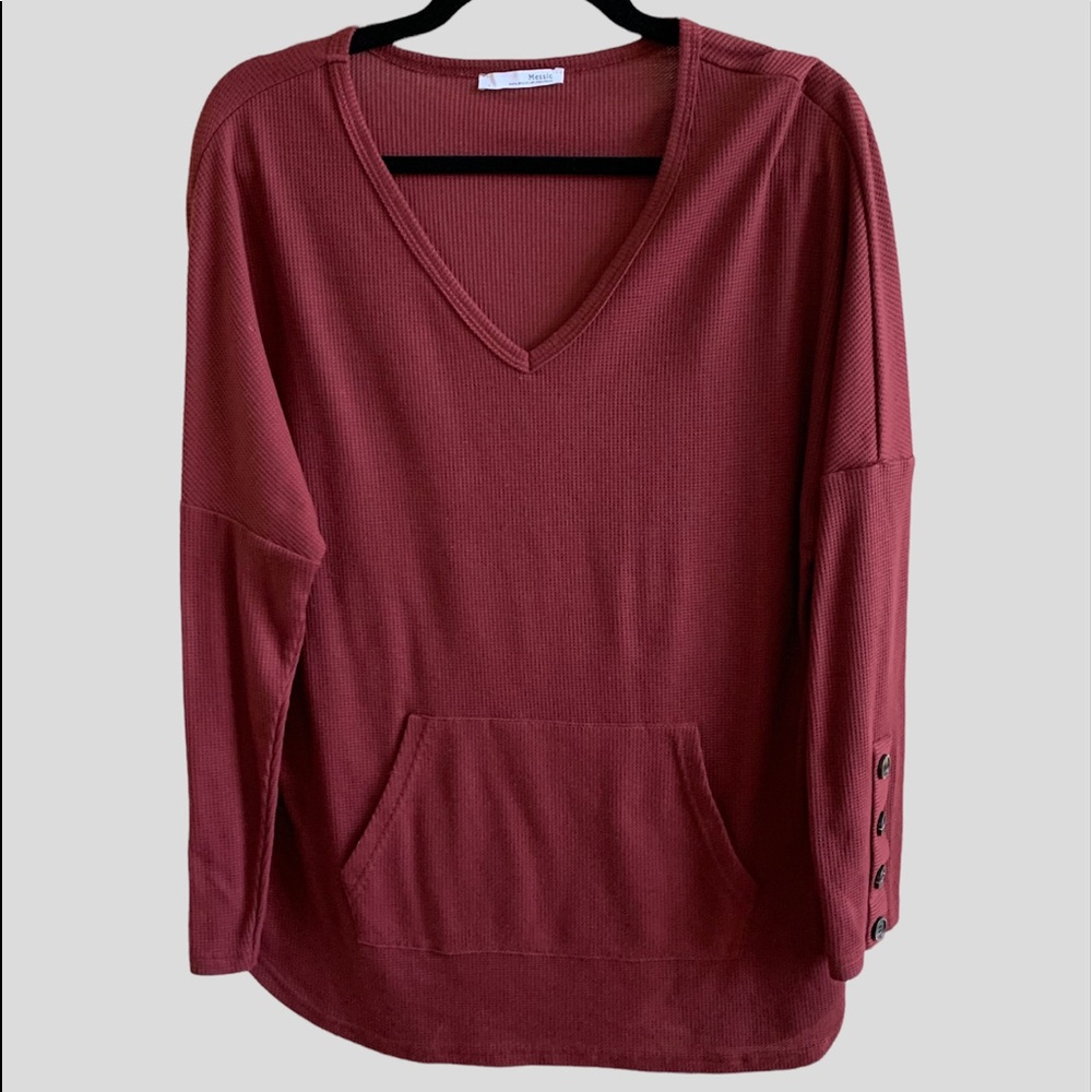 Messic Burgandy Long Sleeve top size Large